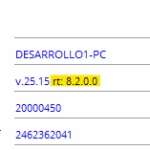 Ventana con la versión actual del runtime