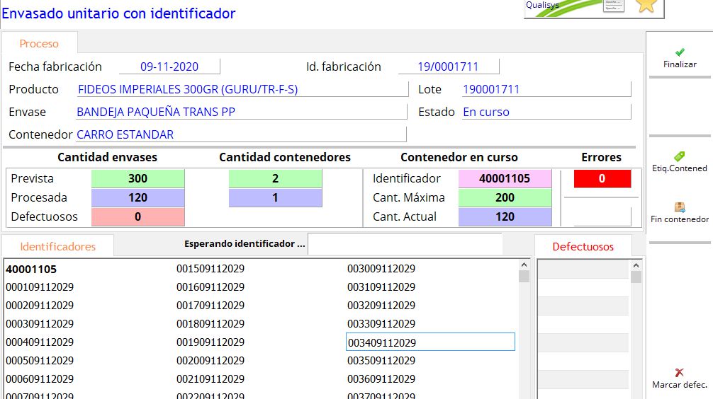 tabla pedido alimentos